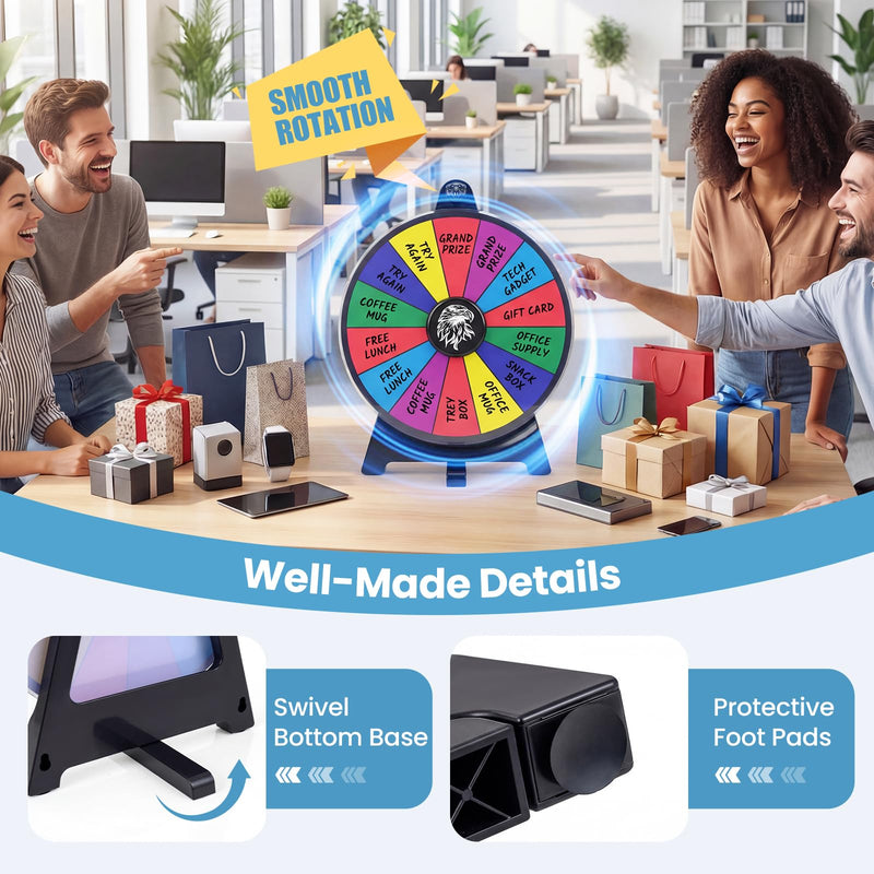 Load image into Gallery viewer, Goplus 12 inch Spinning Prize Wheel with Blackboard Marker Eraser & Spare Pointer