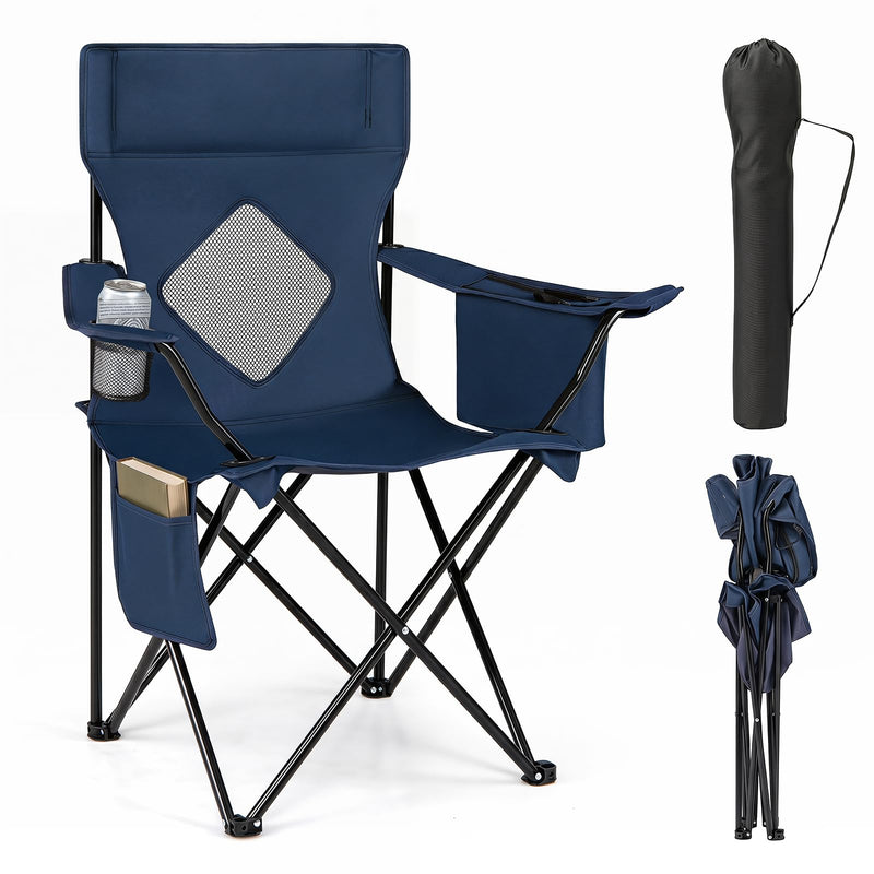 Load image into Gallery viewer, Goplus Folding Camping Chair w/Mesh Fabric Backrest Solid Metal Frame & Carrying Bag
