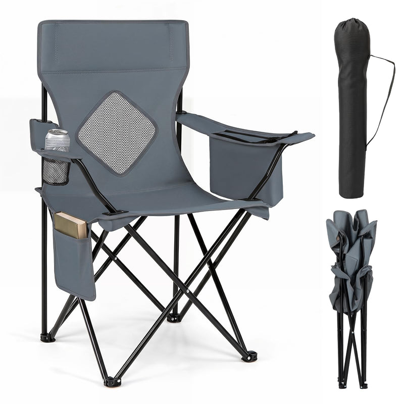 Load image into Gallery viewer, Goplus Folding Camping Chair w/Mesh Fabric Backrest Solid Metal Frame & Carrying Bag