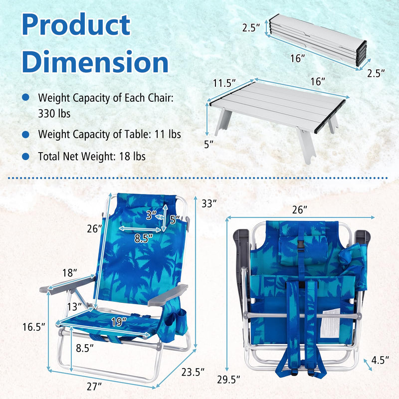 Load image into Gallery viewer, Goplus Folding Backpack Beach Chairs for Adults with 5 Positions Head Pillow & Cooler Bag