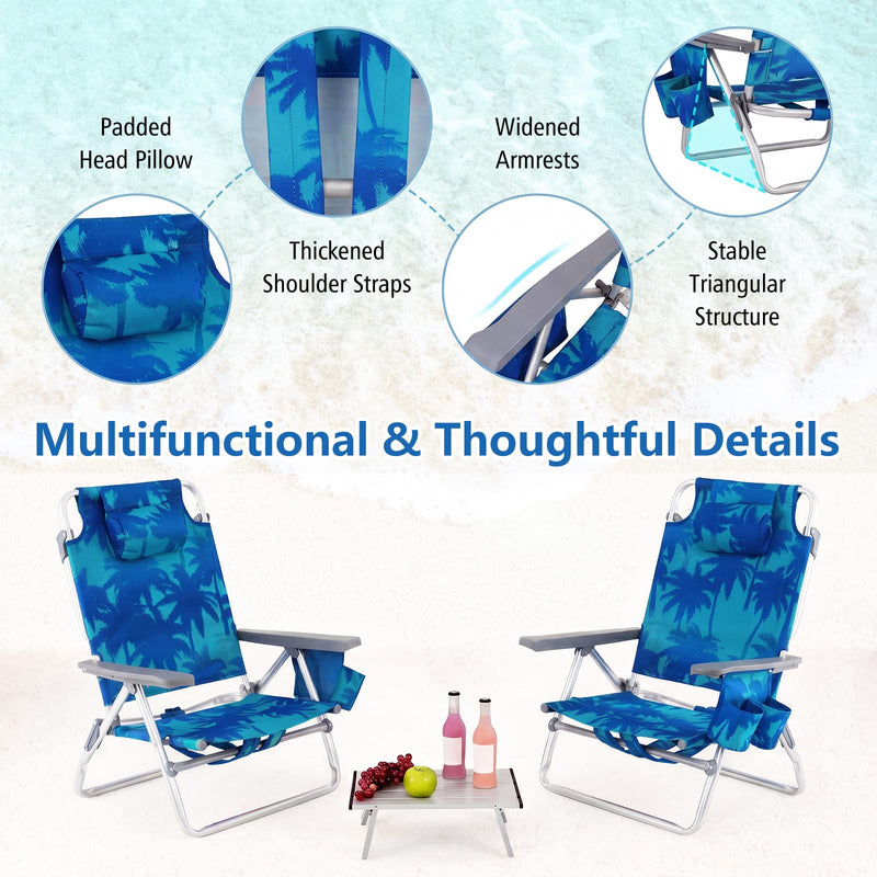 Load image into Gallery viewer, Goplus Folding Backpack Beach Chairs for Adults with 5 Positions Head Pillow & Cooler Bag