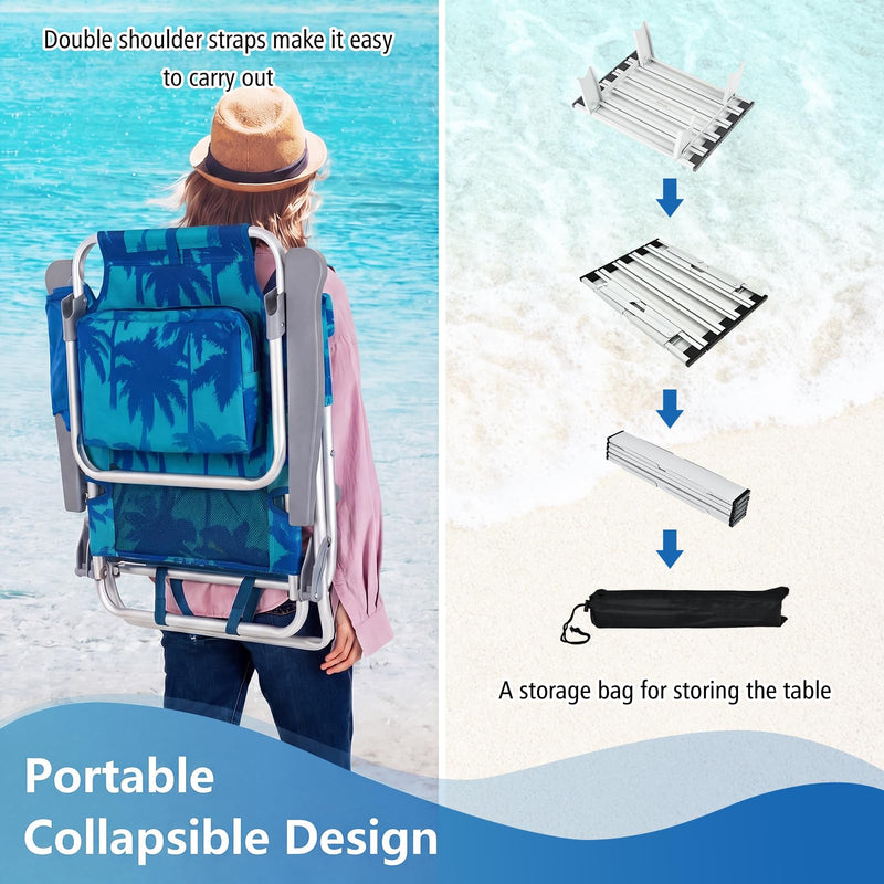 Load image into Gallery viewer, Goplus Folding Backpack Beach Chairs for Adults with 5 Positions Head Pillow & Cooler Bag