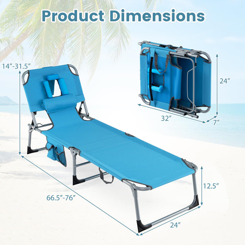 Load image into Gallery viewer, Folding Beach Lounge Chair w/ 4-Position Adjustable Backrest