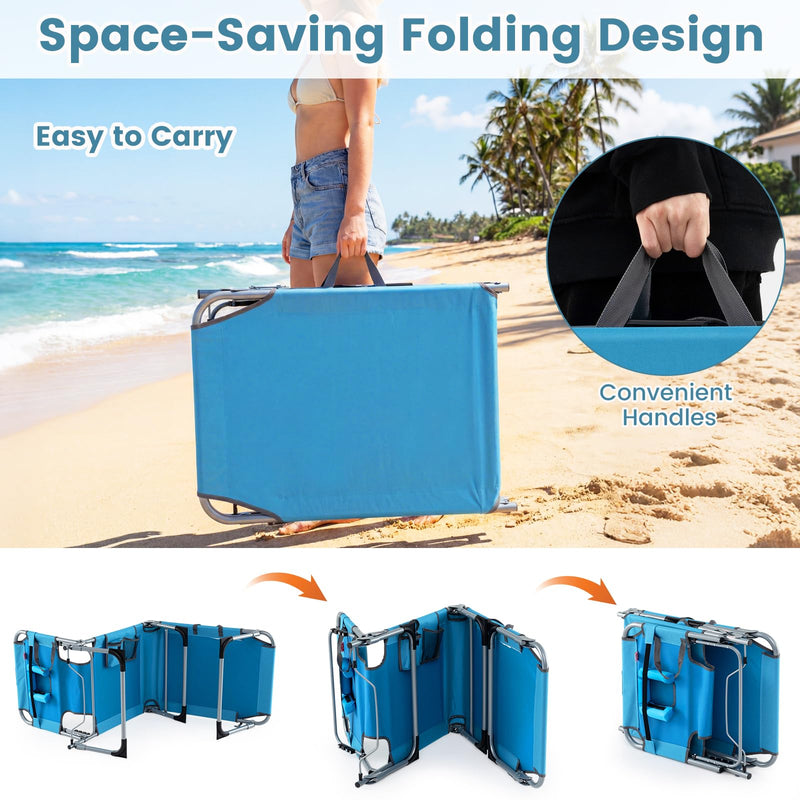 Load image into Gallery viewer, Folding Beach Lounge Chair w/ 4-Position Adjustable Backrest
