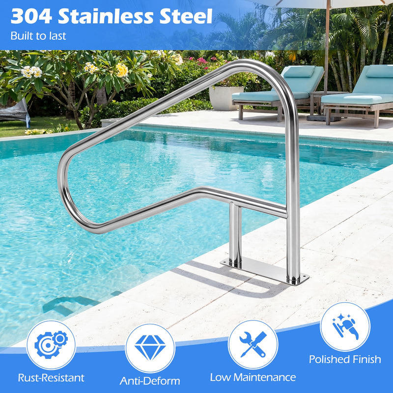 Load image into Gallery viewer, Goplus 1PC/ 2PCS Pool Handrail for Inground Pools w/Base Plate (50" x 30" (LxH))