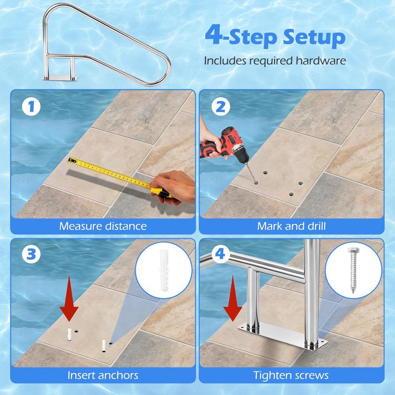 Load image into Gallery viewer, Goplus 1PC/ 2PCS Pool Handrail for Inground Pools w/Base Plate (50" x 30" (LxH))