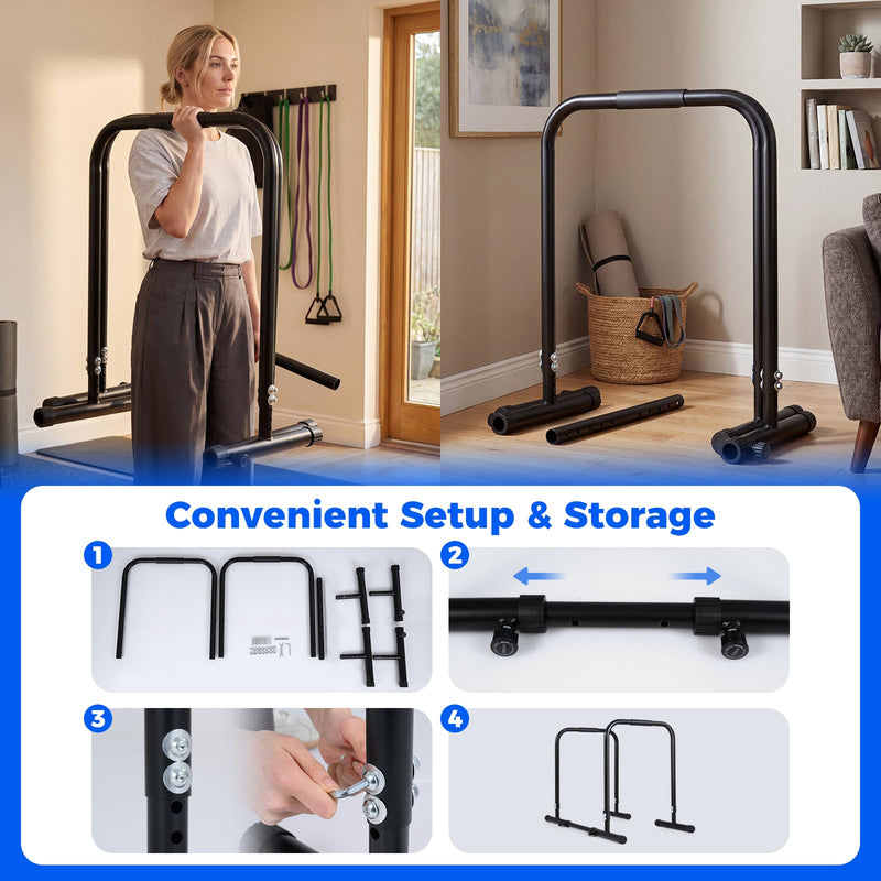 Load image into Gallery viewer, Goplus Adjustable Dip Bar Portable Fitness Workout Dip Station for Home Gym Calisthenics
