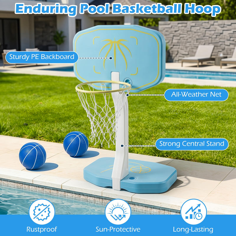 Load image into Gallery viewer, Goplus 2-in-1 Pool Basketball Hoop & Volleyball Net | Swimming Pool Ball Game Set