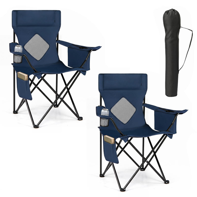 Load image into Gallery viewer, Goplus Folding Camping Chair w/Mesh Fabric Backrest Solid Metal Frame & Carrying Bag