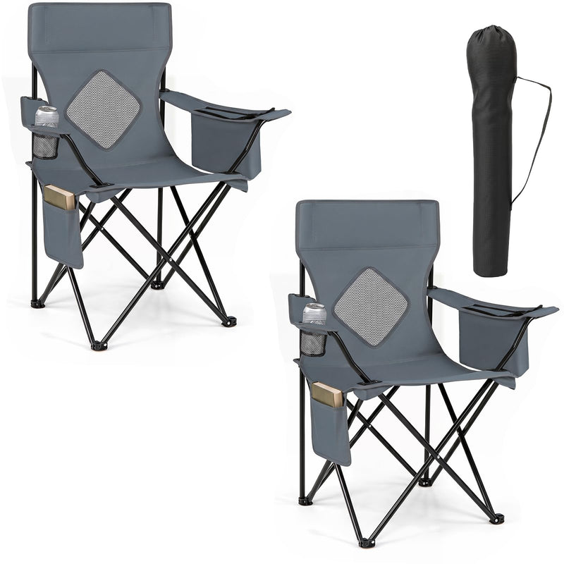 Load image into Gallery viewer, Goplus Folding Camping Chair w/Mesh Fabric Backrest Solid Metal Frame & Carrying Bag