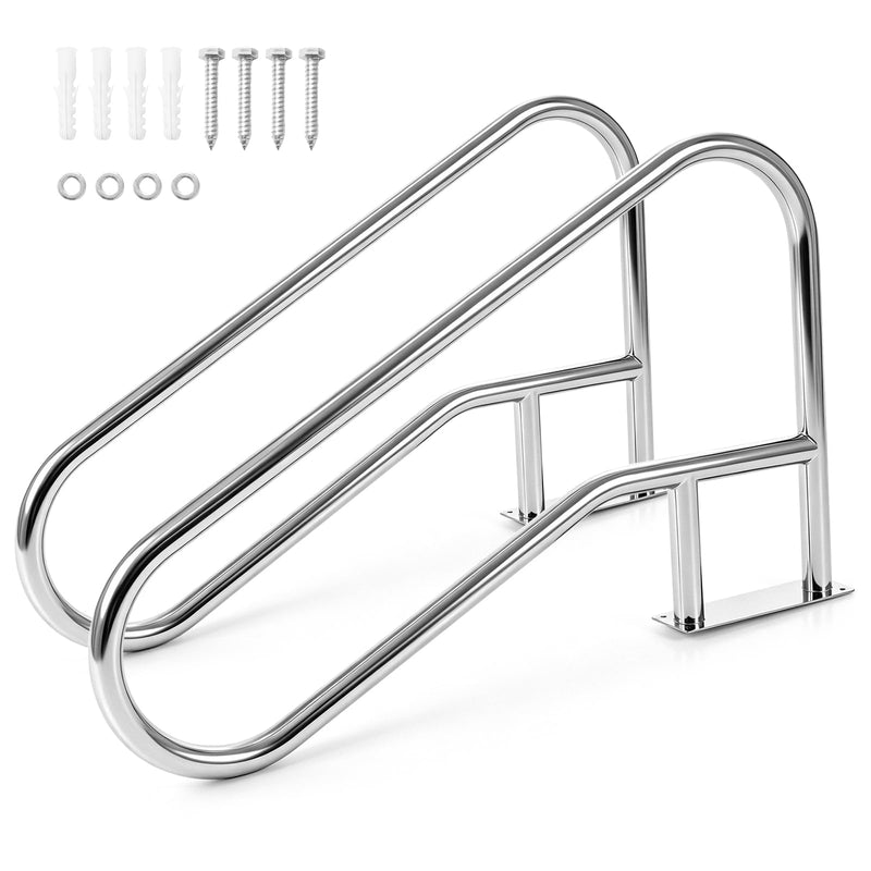 Load image into Gallery viewer, Goplus 1PC/ 2PCS Pool Handrail for Inground Pools w/Base Plate (50" x 30" (LxH))