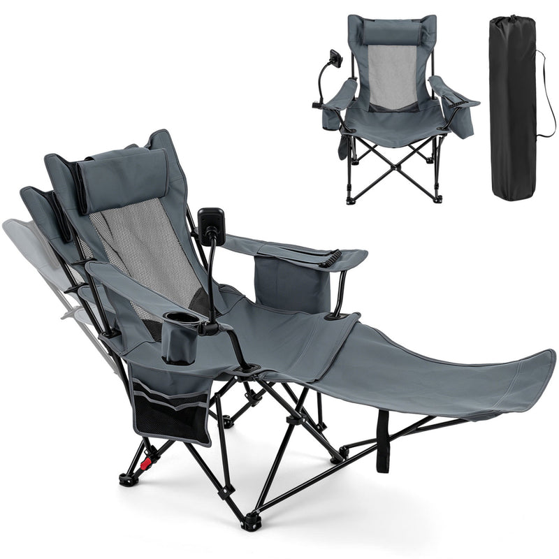 Load image into Gallery viewer, Goplus 2-in-1 Reclining Camping Chair w/Detachable Footrest & 3-Level Adjustable Backrest