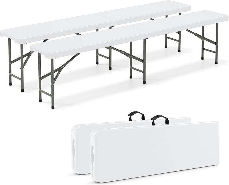 Load image into Gallery viewer, Goplus 6 Feet Plastic Folding Bench, Portable Foldable Bench Seat with 1320 LBS Capacity