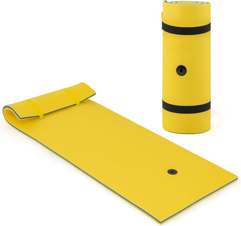 Load image into Gallery viewer, Goplus 87" x 36" Floating Water Mat Pad Lily Pad with Rolling Pillow Design