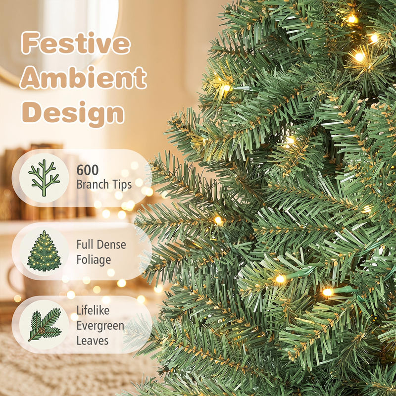 Load image into Gallery viewer, Goplus 5FT Artificial Christmas Tree | Full Xmas Tree w/600 Branch Tips and 2 Lighting Colors