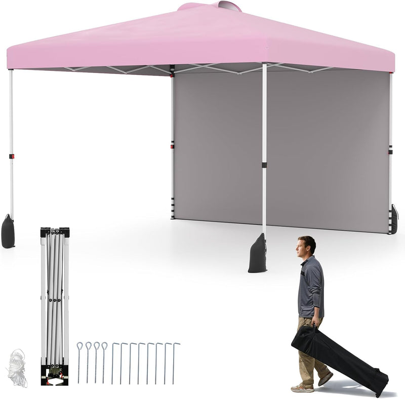 Load image into Gallery viewer, Goplus 10 x 10 Pop Up Canopy with 1 Sidewall and Wheeled Bag