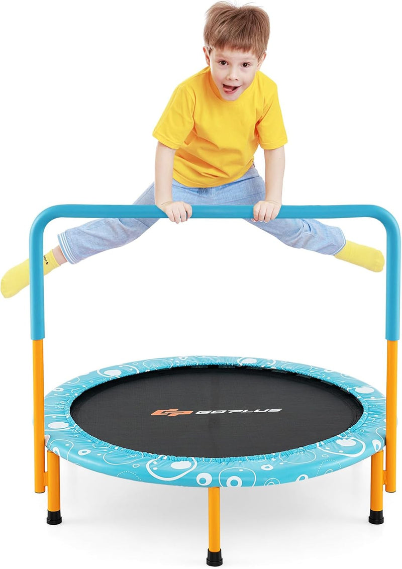 Load image into Gallery viewer, 36Inch Kids Trampoline, Foldable Mini Rebounder with Full Covered Handle and Safety Pad