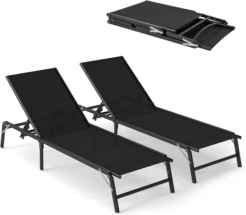 Load image into Gallery viewer, Goplus Patio Chaise Lounge Chairs with 5-position Adjustable Backrest