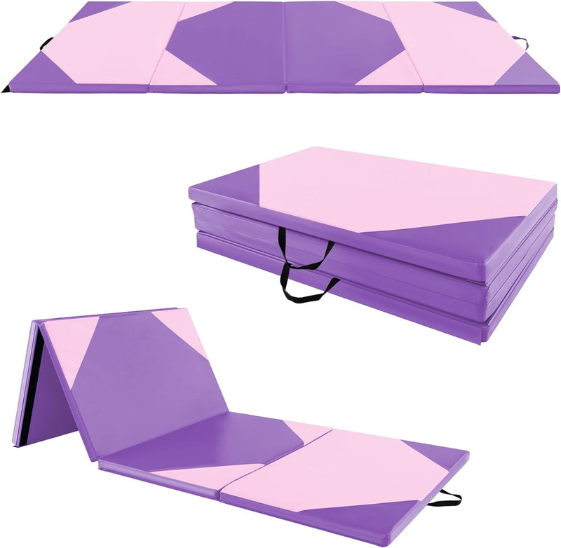 Load image into Gallery viewer, Goplus Folding Gymnastics Mat, 10’ x 4’ x 2’’ Thick Tumbling Mats with PU Leather, Hook & Loop Fasteners