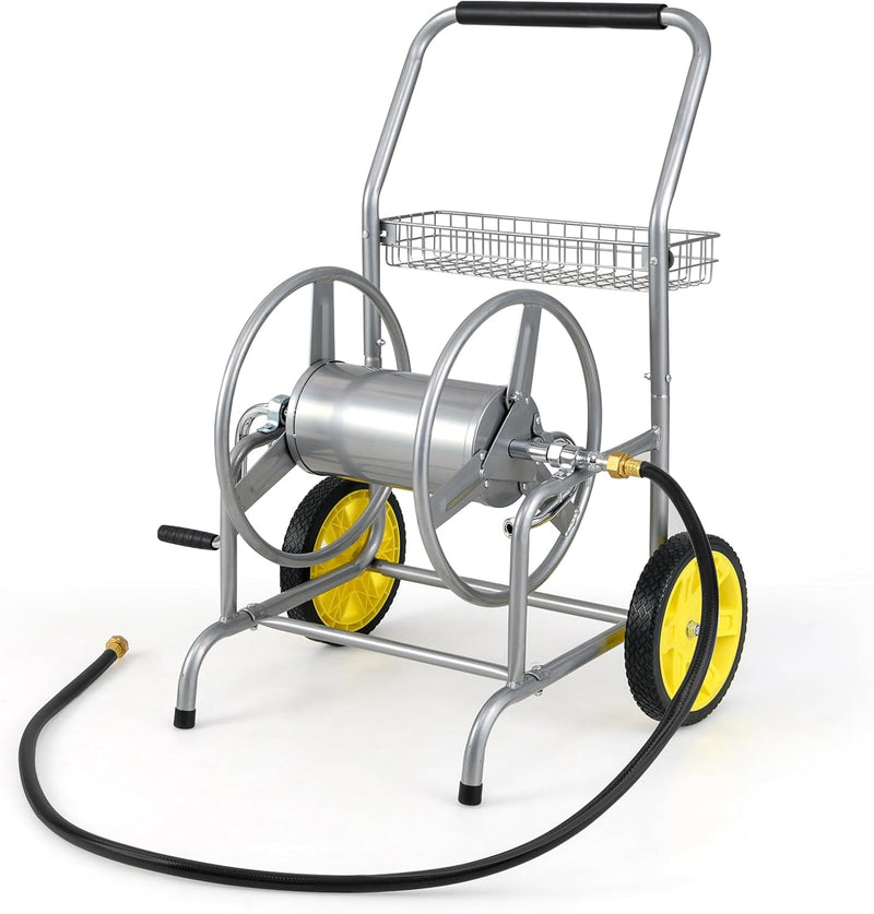 Load image into Gallery viewer, Goplus Heavy-Duty Metal Hose Cart w/2 Wheels & Storage Basket | 230 FT of 5/8" Large Capacity