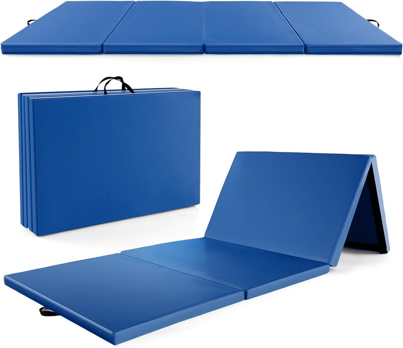 Load image into Gallery viewer, Goplus Folding Gymnastics Mat, 10’ x 4’ x 2’’ Thick Tumbling Mats with PU Leather, Hook & Loop Fasteners