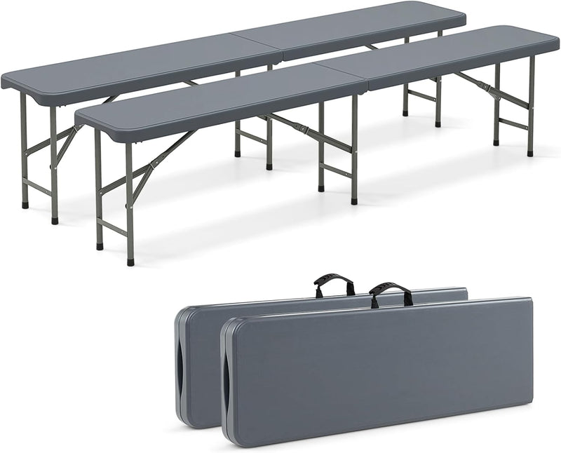 Load image into Gallery viewer, Goplus 6 Feet Plastic Folding Bench, Portable Foldable Bench Seat with 1320 LBS Capacity