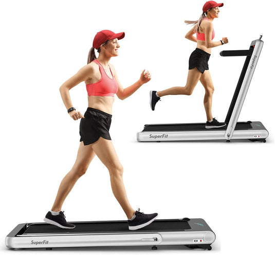 Goplus 2 in 1 Folding Treadmill, 4.75HP Superfit Under Desk Electric Treadmill with APP Control