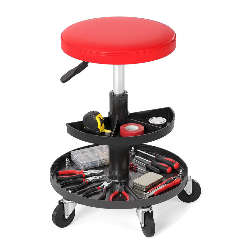 Load image into Gallery viewer, Goplus Swivel Rolling Mechanic Stool w/2-Tie Tool Trays | 360° Garage Shop Chair