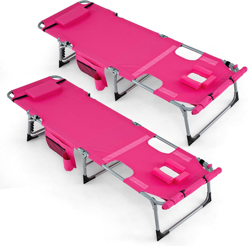 Load image into Gallery viewer, Goplus Lounge Chairs for Outside, 5-Position Tanning Chair w/Face & Arm Hole