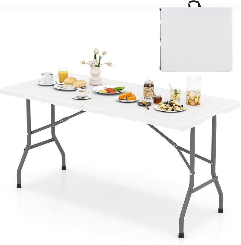 Load image into Gallery viewer, Goplus 5ft Heavy-Duty Rectangular Folding Table with Handle