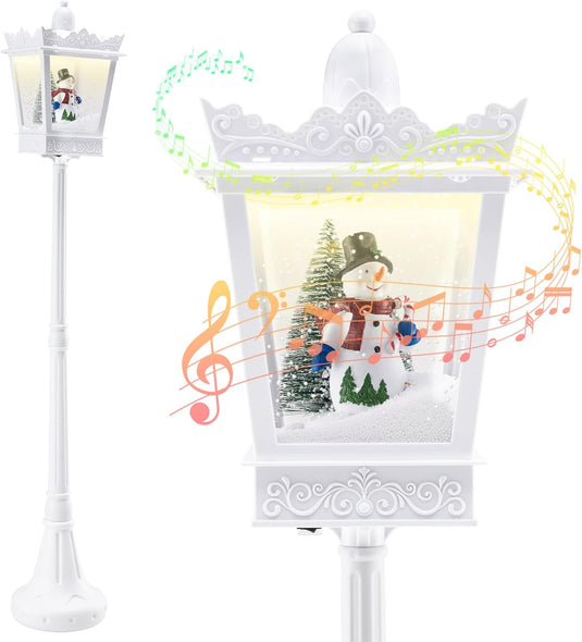 Goplus 8 ft White Musical Christmas Streetlight | Lighted Holiday Decoration for Home Yard Porch
