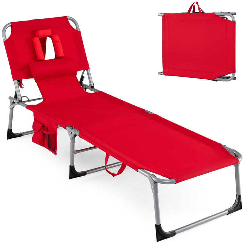 Load image into Gallery viewer, Folding Beach Lounge Chair w/ 4-Position Adjustable Backrest