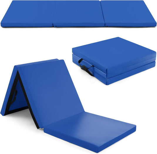 Goplus 6’ x 2’ x 2" Thick Tri-Fold Exercise Tumbling Mat w/Carrying Handles