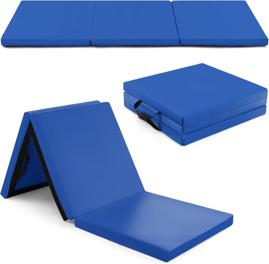Goplus 6’ x 2’ x 2" Thick Tri-Fold Exercise Tumbling Mat w/Carrying Handles