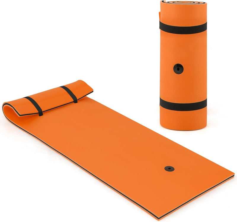 Load image into Gallery viewer, Goplus 87" x 36" Floating Water Mat Pad Lily Pad with Rolling Pillow Design