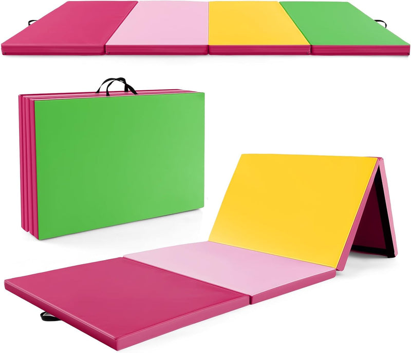 Load image into Gallery viewer, Goplus Folding Gymnastics Mat, 10’ x 4’ x 2’’ Thick Tumbling Mats with PU Leather, Hook & Loop Fasteners