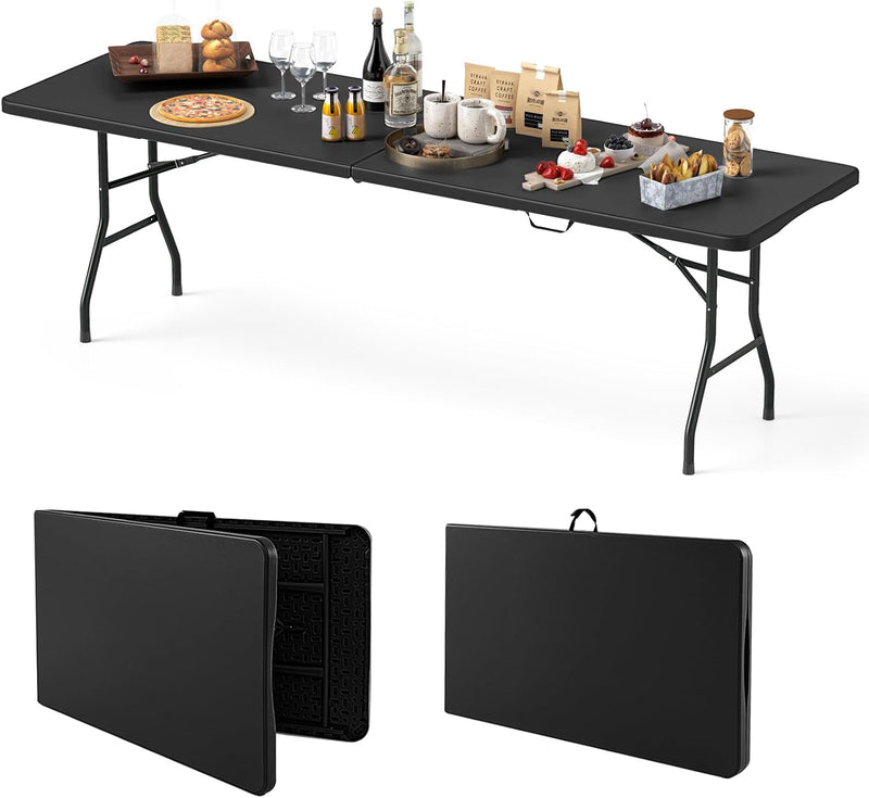 Load image into Gallery viewer, Goplus 8ft Plastic Folding Table, 350 LBS Outdoor Heavy Duty Folding Tables with HDPE Tabletop, Handle