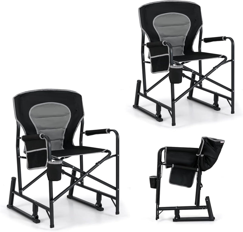 Load image into Gallery viewer, Goplus Outdoor Rocker Camping Chairs for Adults, Portable Folding Chair w/Dual Springs, Padded Back