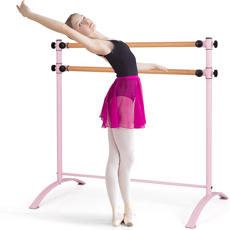 Load image into Gallery viewer, Goplus 4 FT Portable Ballet Barre, 46" Freestanding Adjustable Double Ballet Bar with Anti-Slip Base