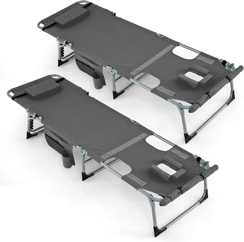 Load image into Gallery viewer, Goplus Lounge Chairs for Outside, 5-Position Tanning Chair w/Face & Arm Hole