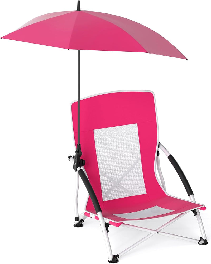 Load image into Gallery viewer, Goplus 330lbs Folding Backpack Chairs for Adults with Adjustable Parasol for Lawn Camping