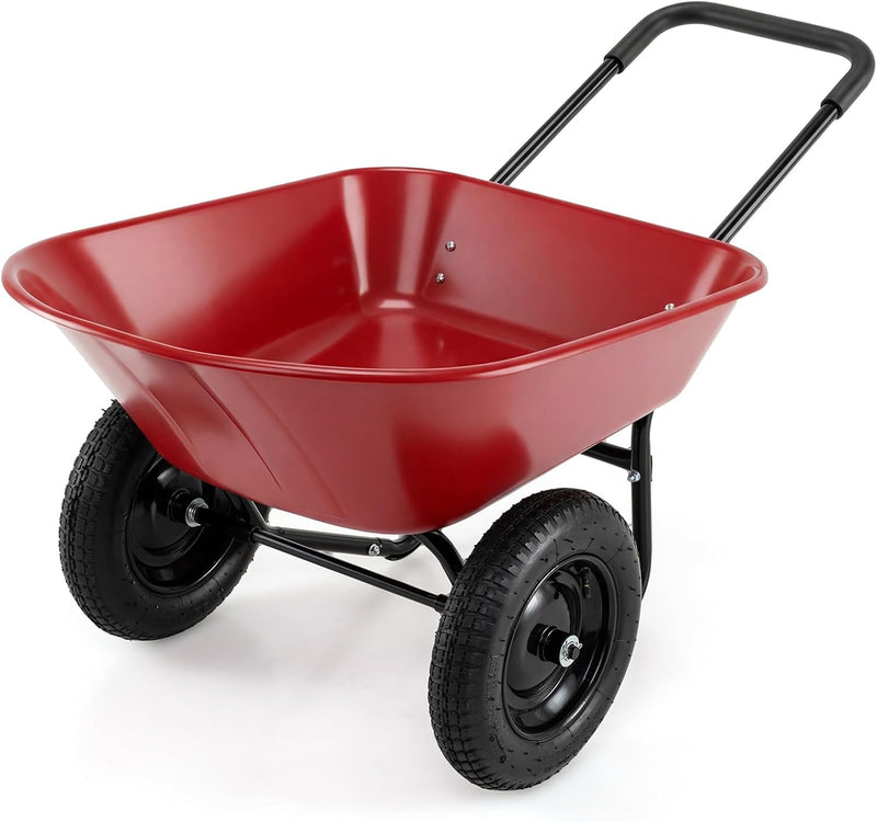 Load image into Gallery viewer, Goplus Dual Wheel Wheelbarrow, Heavy Duty Garden Cart, 330 lbs Capacity Utility Cart