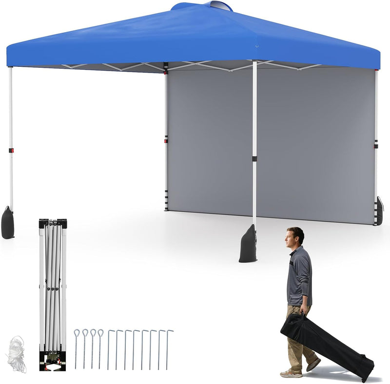 Load image into Gallery viewer, Goplus 10 x 10 Pop Up Canopy with 1 Sidewall and Wheeled Bag