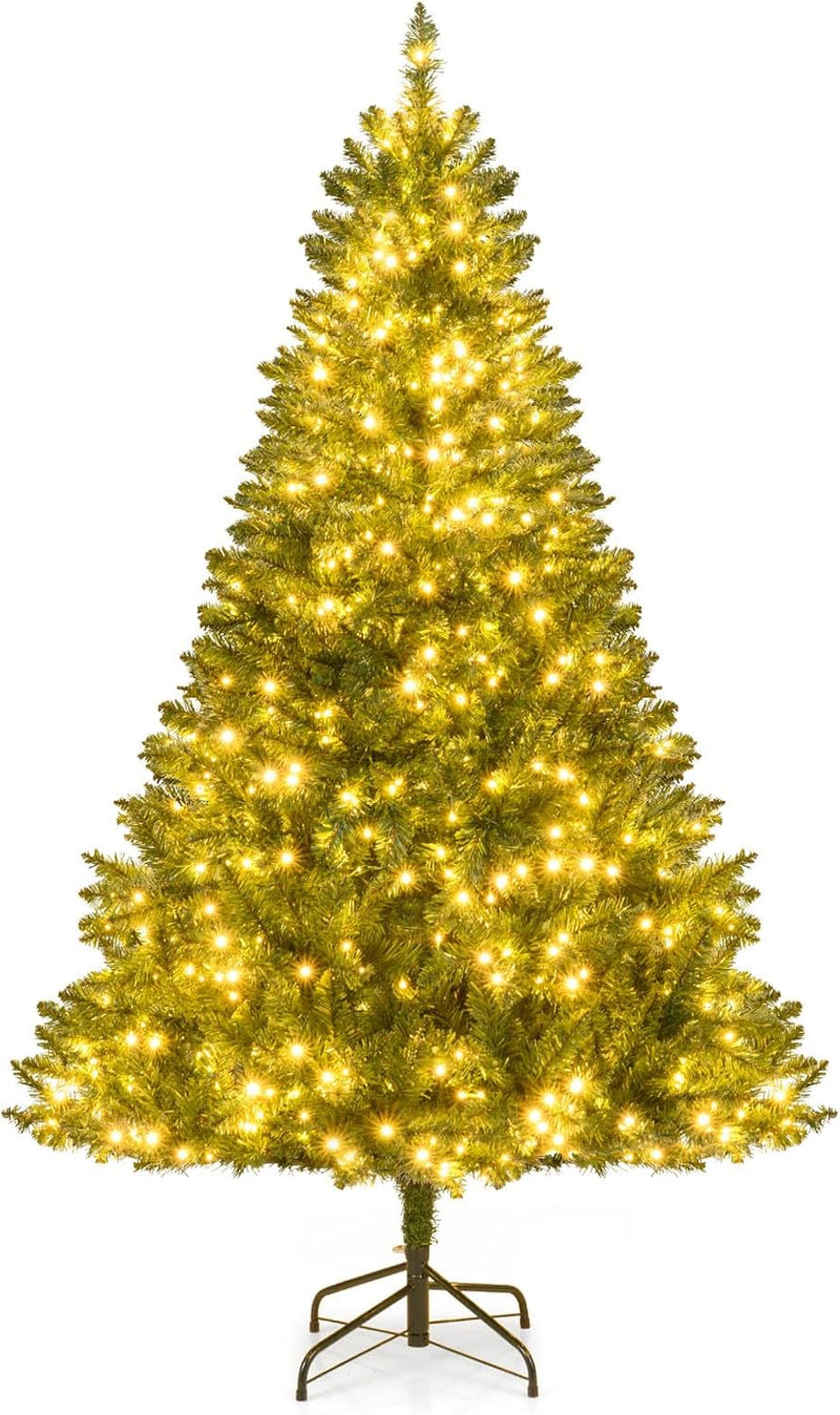 Load image into Gallery viewer, Goplus Pre-Lit Artificial Christmas Tree with 7 Lighting Modes & Folding Metal Stand