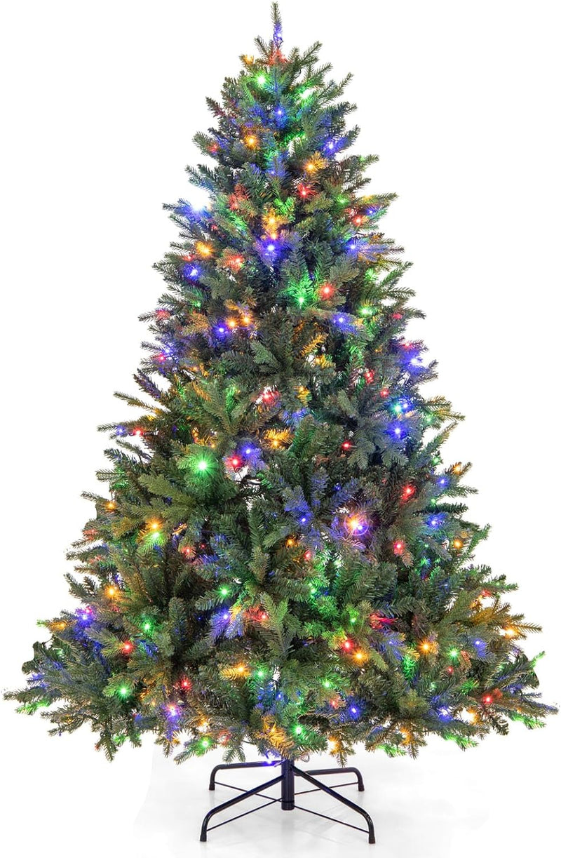 Load image into Gallery viewer, Goplus Pre-Lit Artificial Christmas Tree, Hinged Xmas Tree with Warm-White & Multi-Color LED Lights
