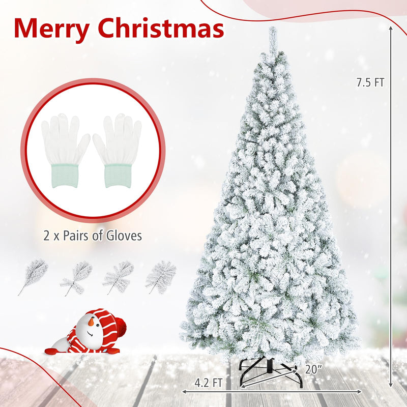 Load image into Gallery viewer, Goplus 6FT/9FT Artificial Christmas Tree Unlit Flocked Xmas Tree with Full Branch Tips & Folding Metal Stand