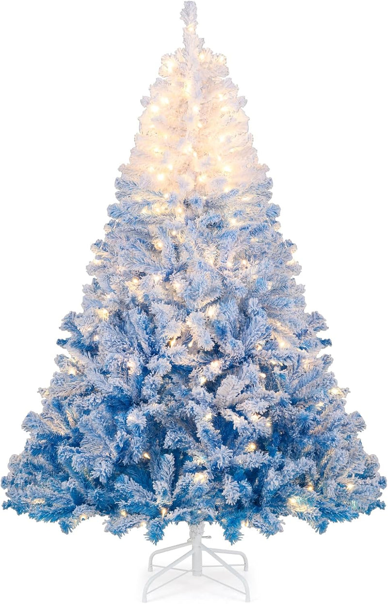 Load image into Gallery viewer, Goplus Pre-Lit Snow Flocked Christmas Tree | Artificial Hinged Xmas Full Tree