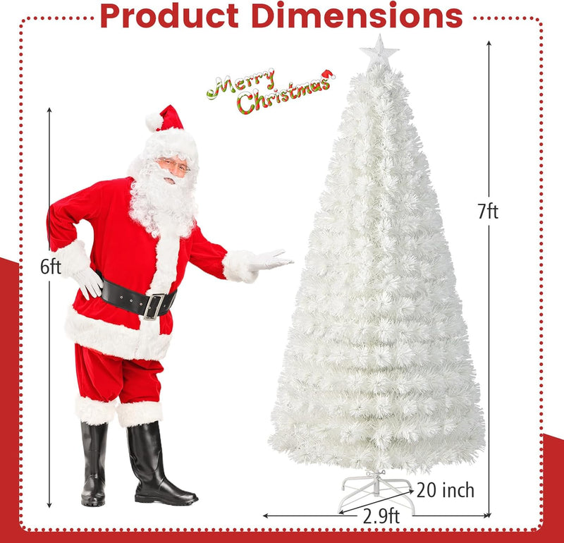 Load image into Gallery viewer, Goplus 6ft/7ft Pre-Lit White Snow Flocked Artificial Christmas Tree