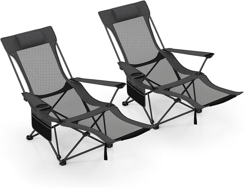 Load image into Gallery viewer, Goplus Folding Beach Chair w/4-position Backrest & Carrying Bag 330LBS Capacity