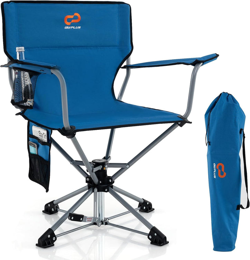 Load image into Gallery viewer, Goplus Swivel Camping Chair, Potable Hunting Chair for Adults w/Cup Holder & Carrying Bag